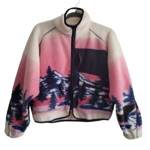 UO Stormi Fleece Mountain Range Full Zip Jacket Urban Outfitters (RARE)